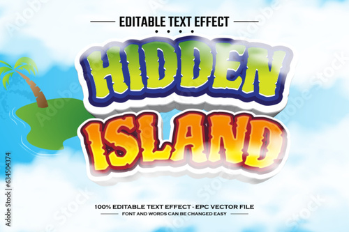 Hidden island 3D editable text effect template