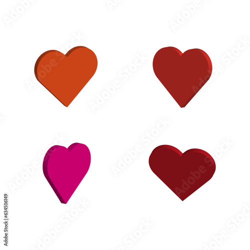 Love heart set isometric icon concept. Vector illustration. EPS 10.