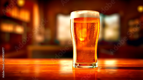 glass of beer on table generative ai