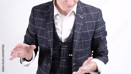 A magician shows a trick with a flying ring (levitation)