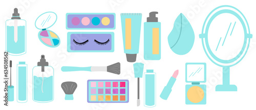 Set of Hand drawn beauty, make up, cosmetic vector illustrations on a white background.
