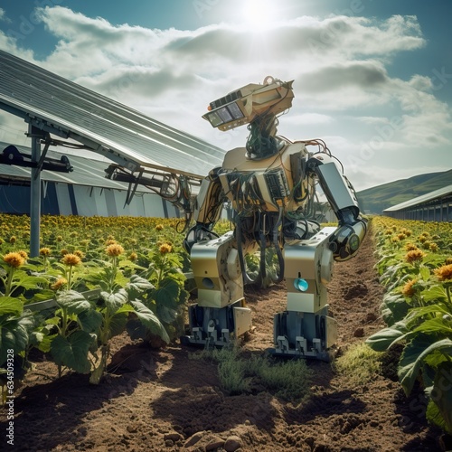 agricultural robot working ...