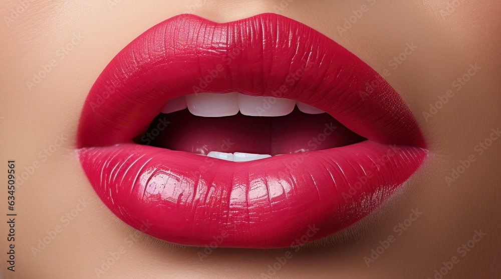 Woman with beautiful plump lips, close up shot, generative ai Woman with beautiful plump lips, close up shot, generative ai