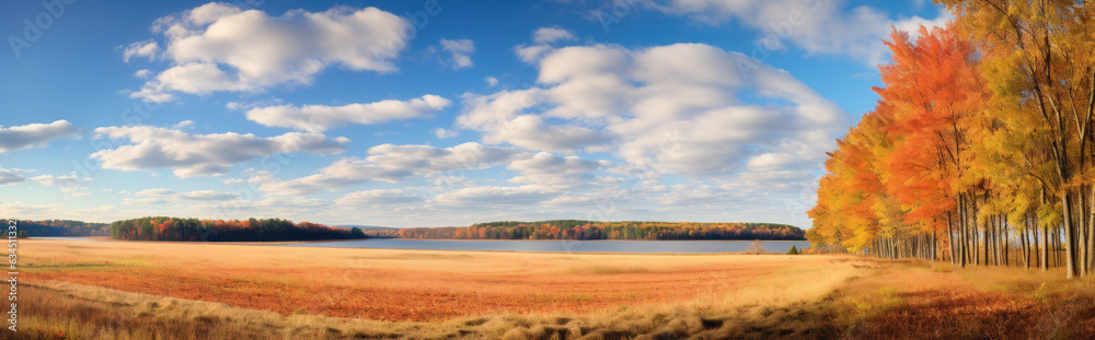 Ultra wide angle Shot of a Countryside View: A Panoramic Experience of Vibrant Colors and Sun-Kissed Landscape - Generative AI Ultra wide angle Shot of a Countryside View: A Panoramic Experience of Vibrant Colors and Sun-Kissed Landscape - Generative AI