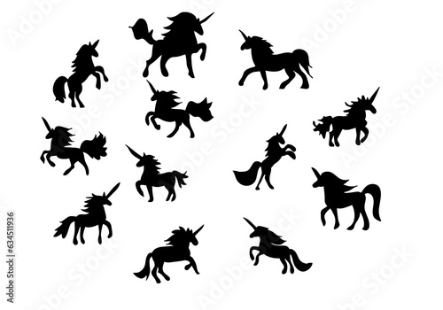 illustration of a set of unicorns