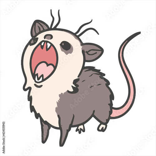 screaming possum illustration, cute animal