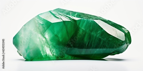 Generative AI : Jade gemstone cutout on white background photo