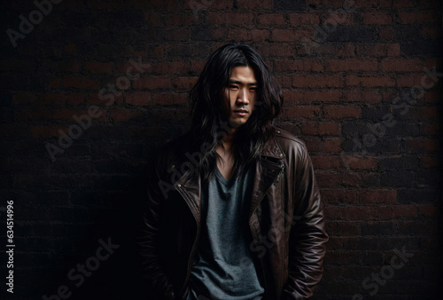 Young Asian male model with long hair