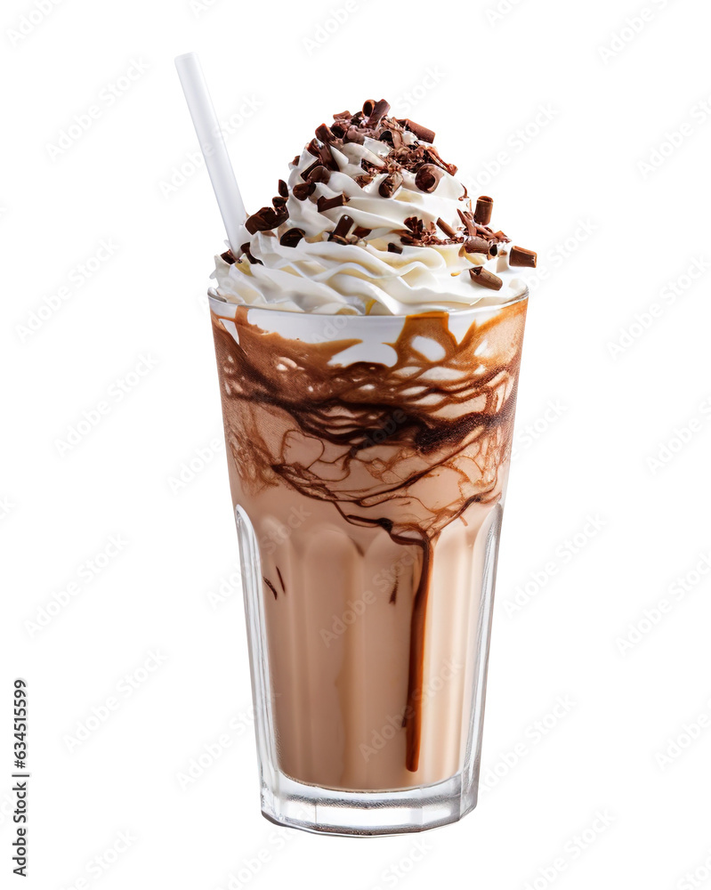 ice cream with chocolate on transparent or white background, png