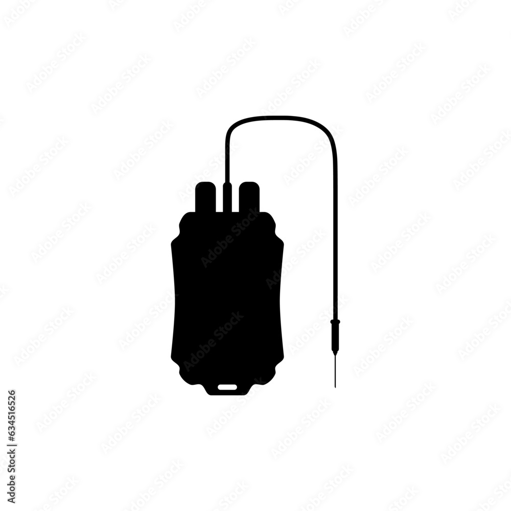 Obraz premium Blood donor bag icon in silhouette style. Design element of International Day of Charity. Vector illustration logo template in trendy flat design style. Editable graphic resources for many purposes.