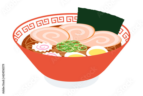 vector illustration of Shoyu Ramen noodles in a bowl for banners, cards, flyers, social media wallpapers, etc.
