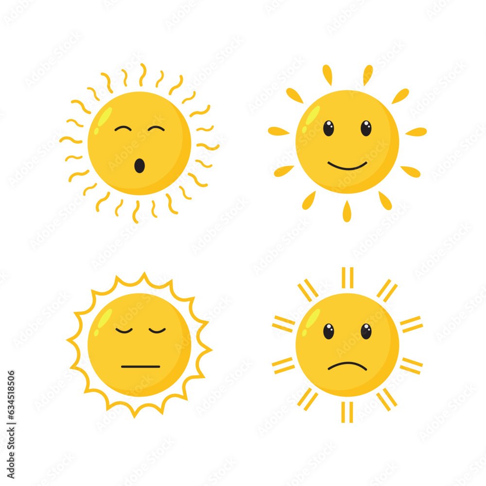 Happy Cute Sun Childish Illustration
