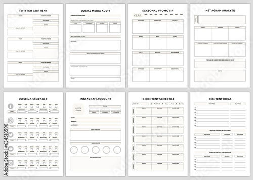 Minimalist planner pages templates. twitter content,
Social Media Audit,scasonal promotin,instagram analysis,posting schedule,instagram account, IG content schedule, content ideas,