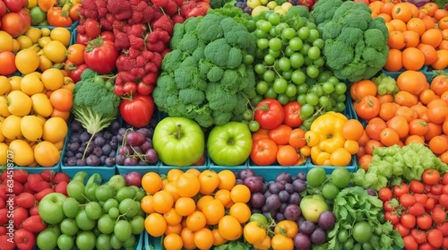a group of different colored fruits and vegetables