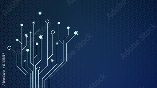 Electrical circuit with tree shape. Animation video template with copy space for text suitable for business, technology presentation etc
