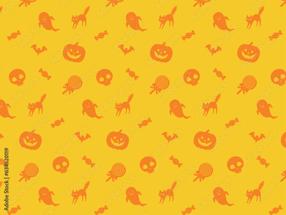 シンプルなハロウィンモチーフのパターン背景_ベクターイラスト シンプルなハロウィンモチーフのパターン背景_ベクターイラスト