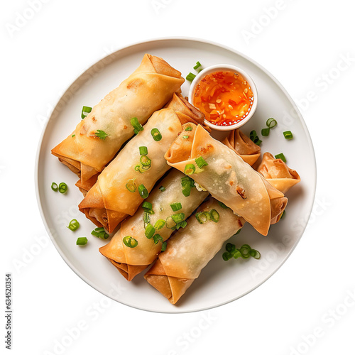 Tasty Spring rolls on transparent or white background, png photo