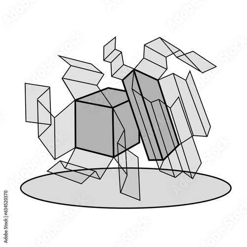 cubos desplegados sobre una plataforma
