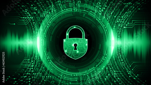 Closed Padlock on digital background, cyber security