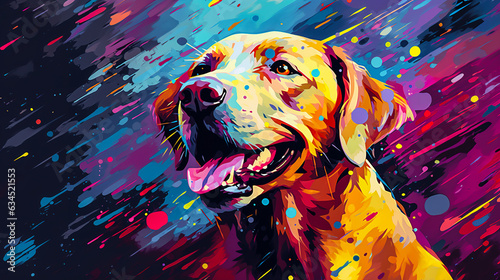 Labrador retriever dog face close up illustration vector in abstract mixed grunge colors digital painting in minimal graphic art style. Digital illustration generative AI.