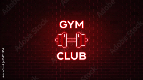 Gym neon sign. Glowing gym logo. Vector illustration