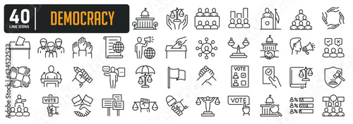 Democracy line icons. Editable stroke. For website marketing design, logo, app, template, ui, etc. Vector illustration.