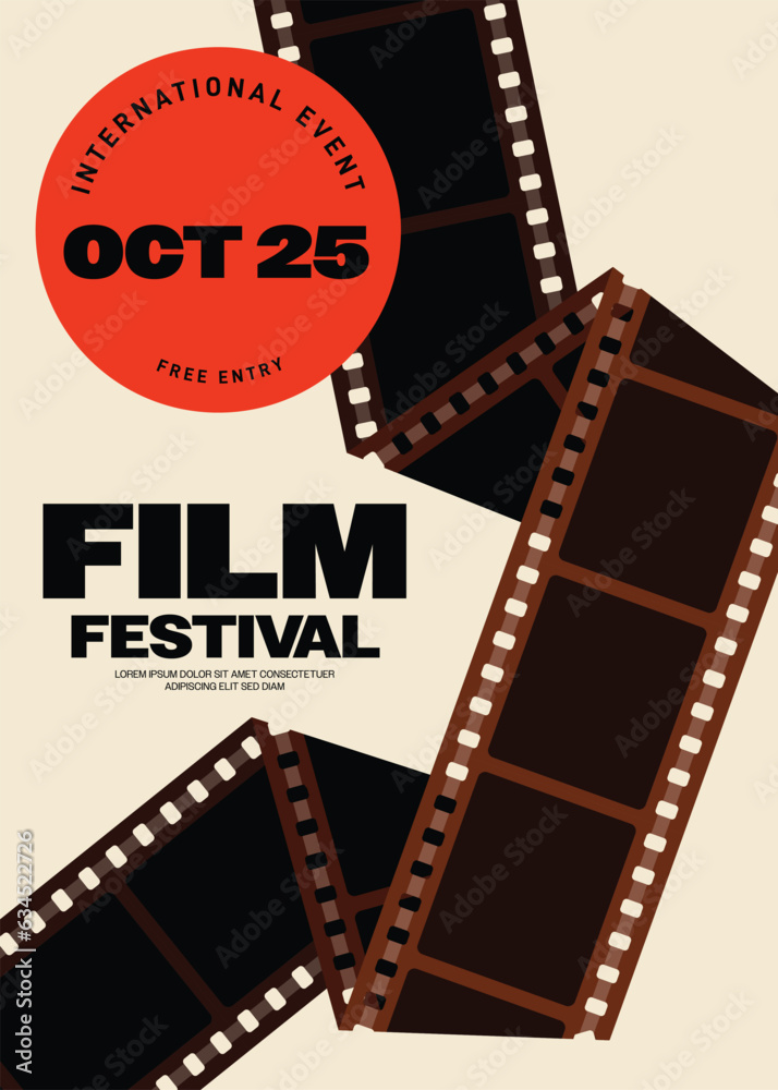 Movie and film festival poster template design background modern vintage retro style - obrazy, fototapety, plakaty 