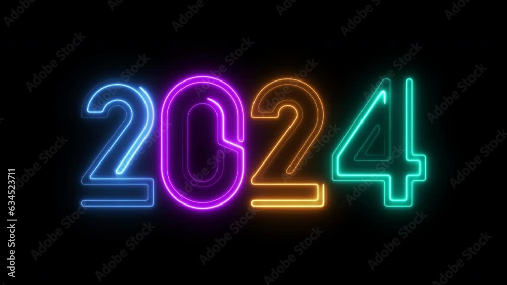 Glowing neon line word of new year 2024 isolated on transparent background. Concept of new year beginning, happy celebration, festival, new life, growth of business, investment, finance, innovation. Glowing neon line word of new year 2024 isolated on transparent background. Concept of new year beginning, happy celebration, festival, new life, growth of business, investment, finance, innovation.