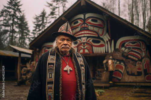 West coast first nations chief. Haida, Tlingit. Elder.  photo