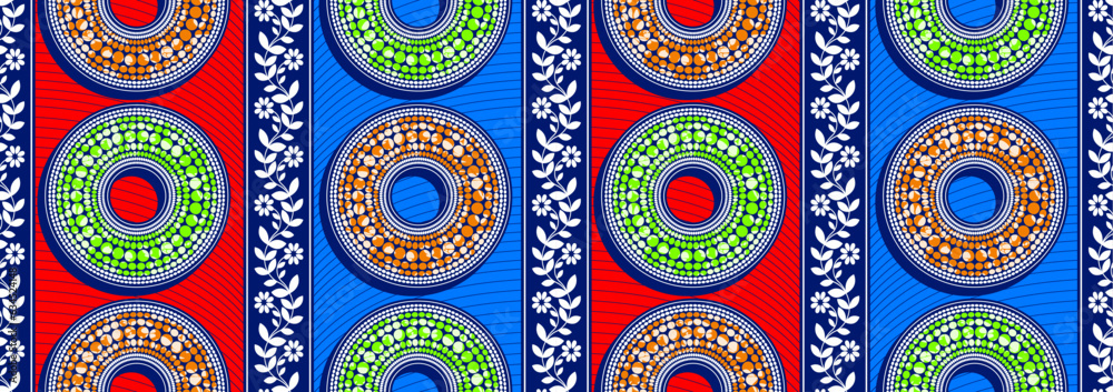 Fototapeta premium polka dots design, circle abstract african pattern background, textile art, tribal abstract hand-draw, hawaii summer fashion artwork for Fabric print, clothes, scarf, shawl, carpet, bag