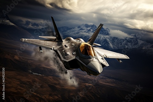 Fotobehang F35 Lightning II, stealth fighter ,advanced technology, aerodynamic design, stealthy missions, dominance in the sky,dogfight , fighter jet, future of aerial warfare