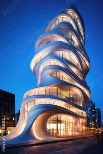 Futuristic Wavy Architecture Building 