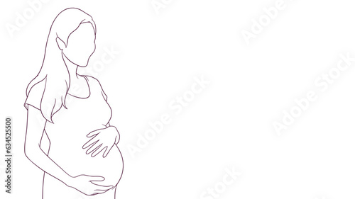pregnant mom nurturing connection to her belly, hand drawn style vector illustration.