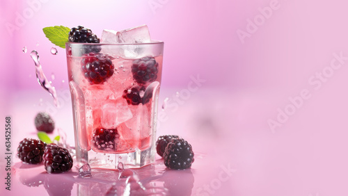Blackberry infused water with fresh organic fruits and herbs, non-alcoholic cocktails