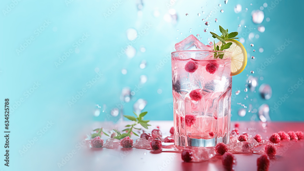 Cranberry infused water with fresh organic fruits and herbs, non-alcoholic cocktails