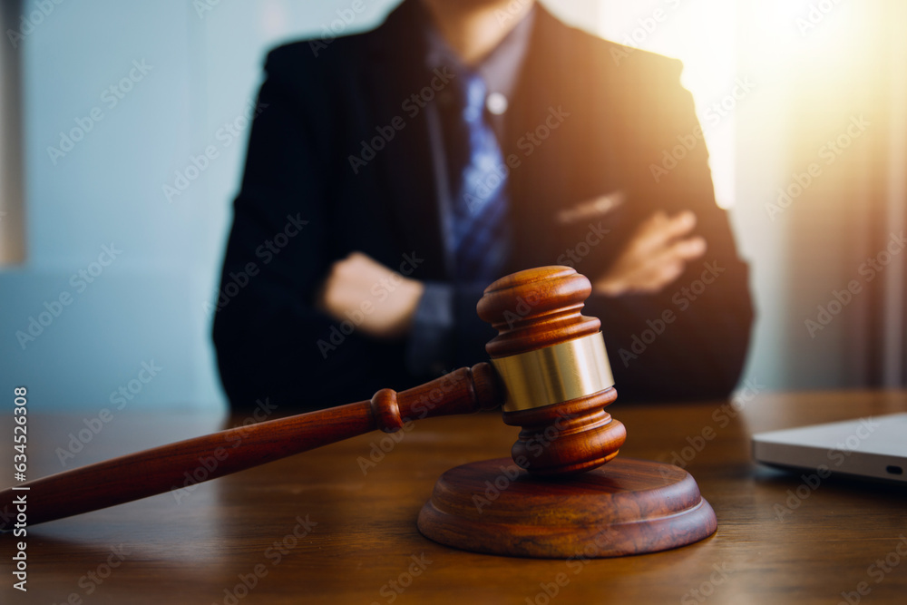 Businessman and Male lawyer or judge consult having team meeting with client, Law and Legal services concept. Businessman and Male lawyer or judge consult having team meeting with client, Law and Legal services concept.