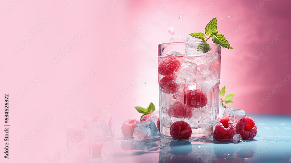 Raspberry infused water with fresh organic fruits and herbs, non-alcoholic cocktails Raspberry infused water with fresh organic fruits and herbs, non-alcoholic cocktails