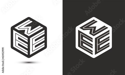 WEE letter logo design with illustrator cube logo, vector logo modern alphabet font overlap style.