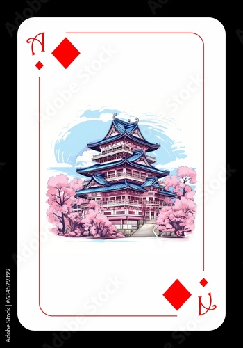 Ace of diamonds playing card design, pop style, vibrant colors, ai generated photo