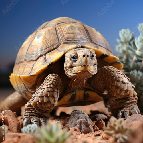 A patient and long-lived tortoise slowly moves against a soft, natural-colored backdrop.