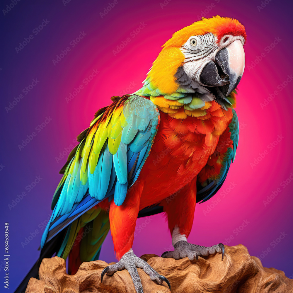 A confident and beautiful Macaw showcasing its colorful plumage.