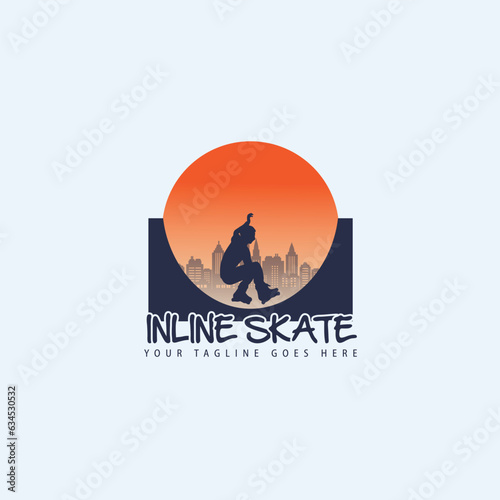 Inline skate sport logo template. Logo of a stylized inline skate player in motion.