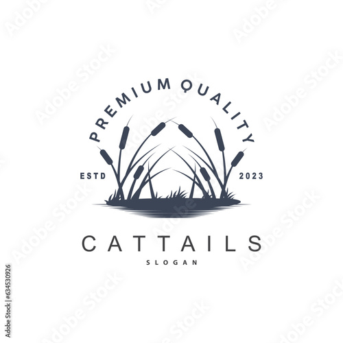 Creeks And Cattails River Logo, Grass Design Simple Minimalist Illustration Vector Template
