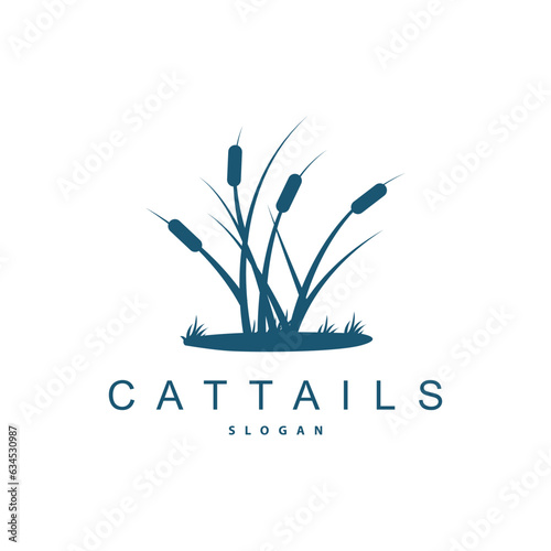 Creeks And Cattails River Logo, Grass Design Simple Minimalist Illustration Vector Template