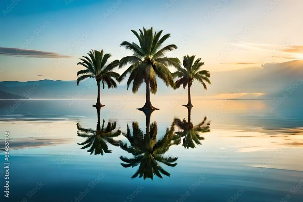 In the heart of the ocean lies a tiny oasis, boasting a small island crowned by three majestic palm trees