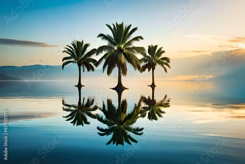 In the heart of the ocean lies a tiny oasis, boasting a small island crowned by three majestic palm trees © Muhammad