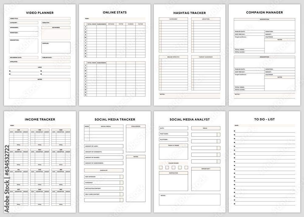 Minimalist planner pages templates .video planner,
online stats, hashtag tracker, compaign manager, income tracker, social media tracker, Social Media Analyst, to do - list, Minimalist planner pages templates .video planner,
online stats, hashtag tracker, compaign manager, income tracker, social media tracker, Social Media Analyst, to do - list,