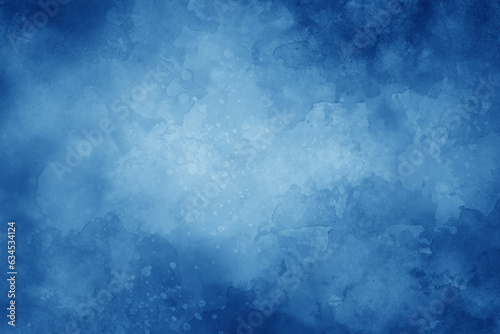 Blue and white background. Cloudy watercolor painted texture in abstract background design. 