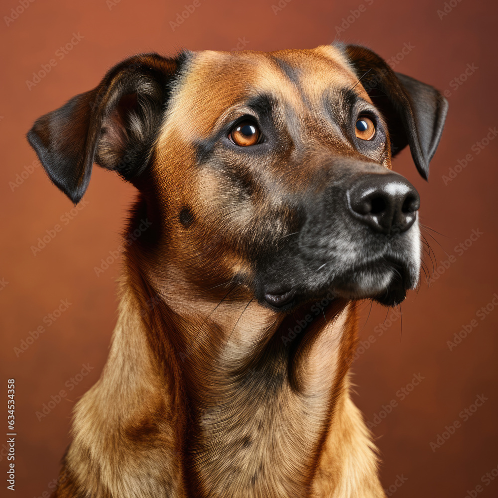 Obraz premium A protective and intelligent Belgian Malinois in a studio.