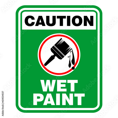 Caution, Wet Paint, sign and sticker vector